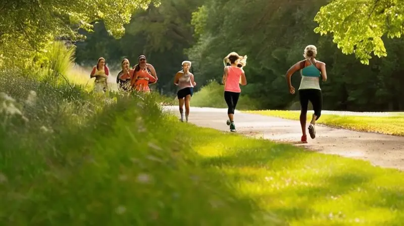 Escena vibrante de corredores en un parque
