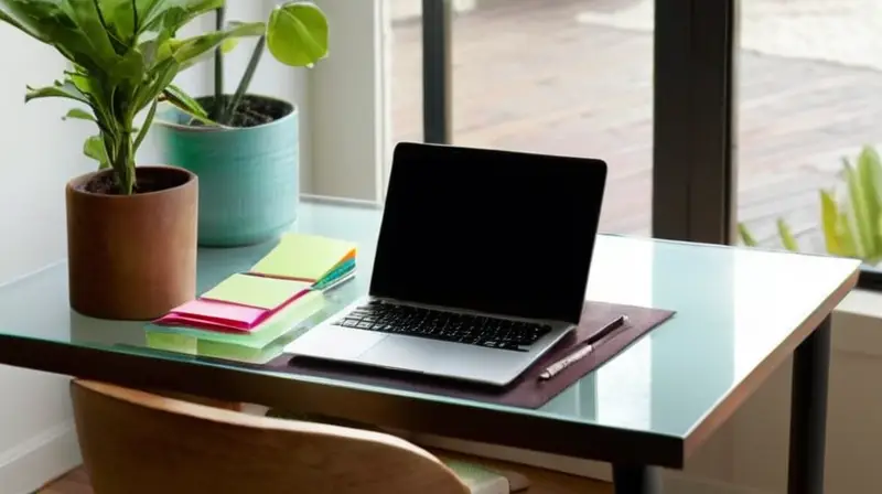 Oficina iluminada que inspira productividad y organización