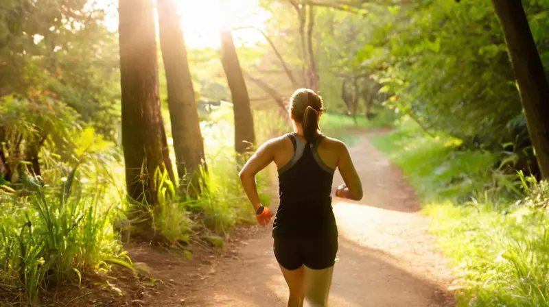 Corredor determinado en parque soleado