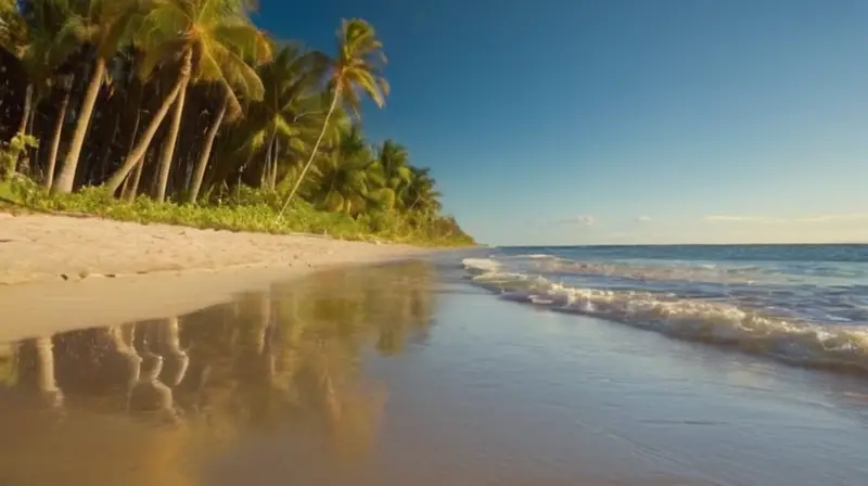 Corredor en playa soleada y vibrante