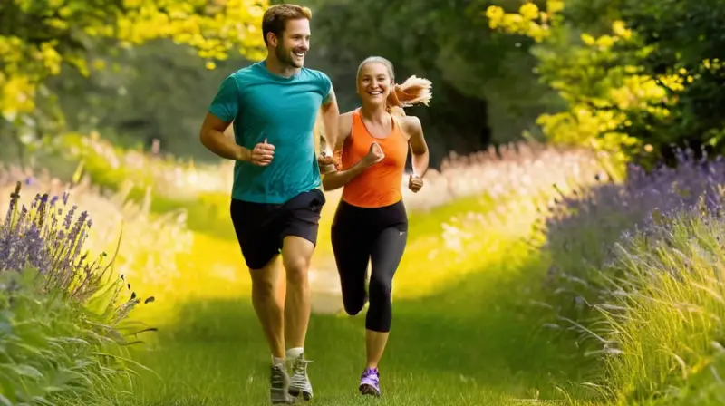 Corredores sonrientes con un perro en el parque