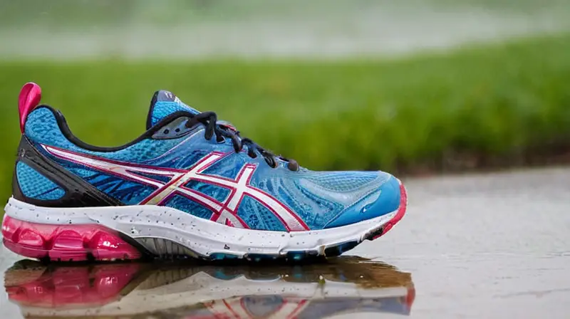 Zapatillas brillantes en un camino lluvioso