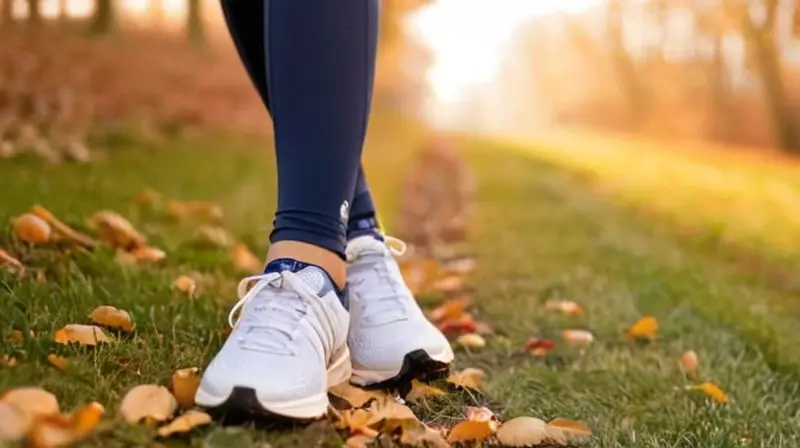 Corredor decidido en un paisaje otoñal