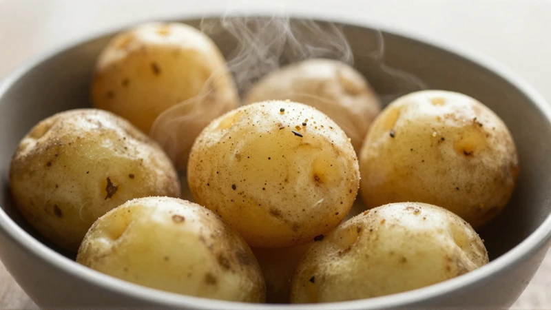 Papas rústicas, calientes y en primer plano